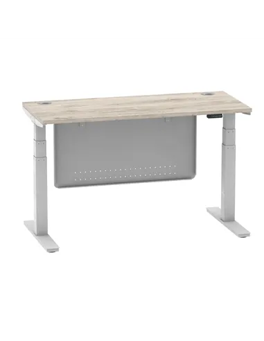 Dynamic Air Modesty 1400 x 600mm Height Adjustable Office Desk Grey Oak Top Cable Ports Modesty Panel HA01418