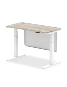 Dynamic Air Modesty 1200 x 600mm Height Adjustable Office Desk Grey Oak Top Cable Ports Modesty Panel HA01421