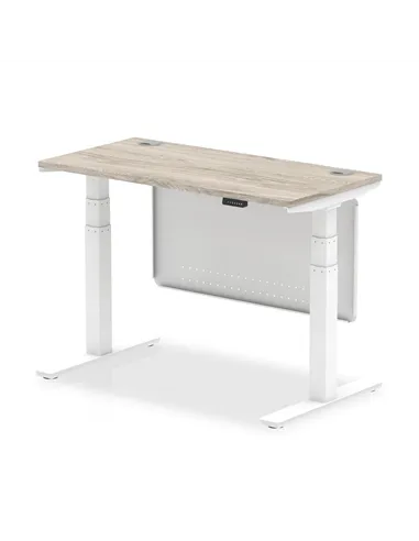 Dynamic Air Modesty 1200 x 600mm Height Adjustable Office Desk Grey Oak Top Cable Ports Modesty Panel HA01421