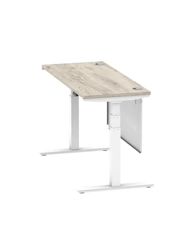 Dynamic Air Modesty 1400 x 600mm Height Adjustable Office Desk Grey Oak Top Cable Ports Modesty Panel HA01422