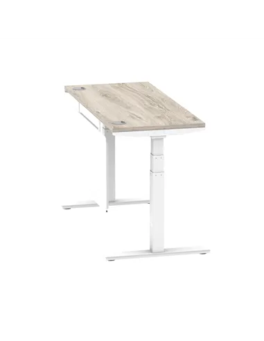 Dynamic Air Modesty 1400 x 600mm Height Adjustable Office Desk Grey Oak Top Cable Ports Modesty Panel HA01422