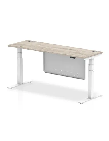 Dynamic Air Modesty 1800 x 600mm Height Adjustable Office Desk Grey Oak Top Cable Ports Modesty Panel HA01424