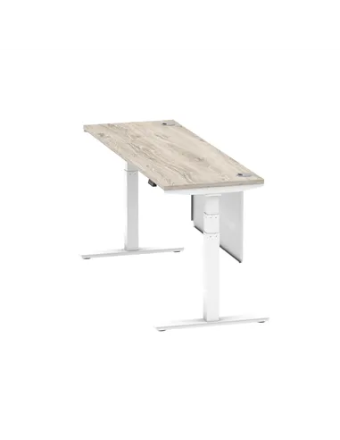 Dynamic Air Modesty 1800 x 600mm Height Adjustable Office Desk Grey Oak Top Cable Ports Modesty Panel HA01424