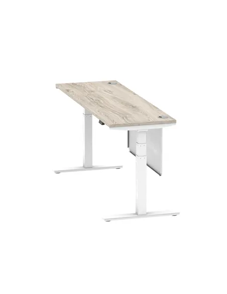 Dynamic Air Modesty 1800 x 600mm Height Adjustable Office Desk Grey Oak Top Cable Ports Modesty Panel HA01424