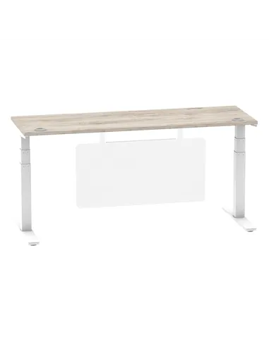 Dynamic Air Modesty 1800 x 600mm Height Adjustable Office Desk Grey Oak Top Cable Ports Modesty Panel HA01424