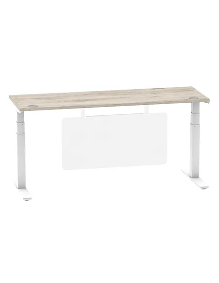 Dynamic Air Modesty 1800 x 600mm Height Adjustable Office Desk Grey Oak Top Cable Ports Modesty Panel HA01424
