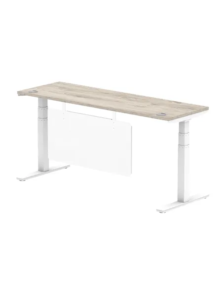 Dynamic Air Modesty 1800 x 600mm Height Adjustable Office Desk Grey Oak Top Cable Ports Modesty Panel HA01424
