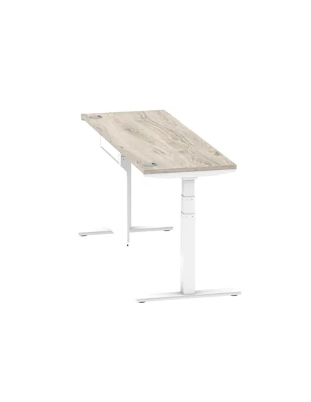 Dynamic Air Modesty 1800 x 600mm Height Adjustable Office Desk Grey Oak Top Cable Ports Modesty Panel HA01424