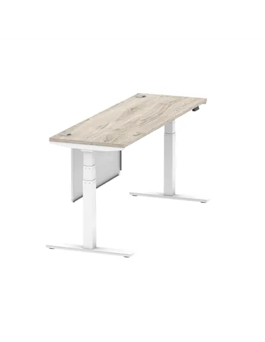 Dynamic Air Modesty 1800 x 600mm Height Adjustable Office Desk Grey Oak Top Cable Ports Modesty Panel HA01424