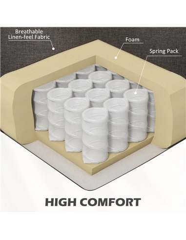 HOMCOM Mid-Century Armchair, with Pocket Springs - Dark Brown