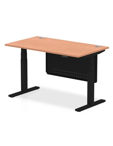 Dynamic Air Modesty 1400 x 800mm Height Adjustable Office Desk Beech Top Cable Ports Modesty Panel HA01446