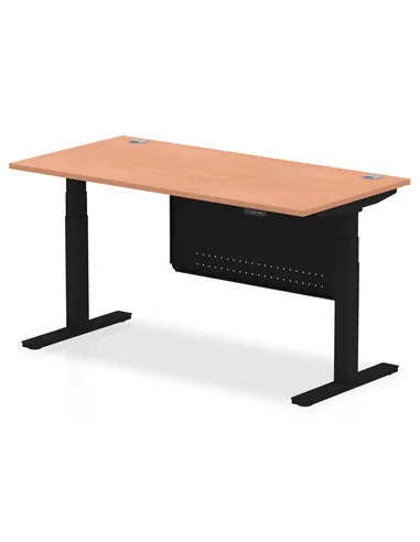 Dynamic Air Modesty 1600 x 800mm Height Adjustable Office Desk Beech Top Cable Ports Modesty Panel HA01447