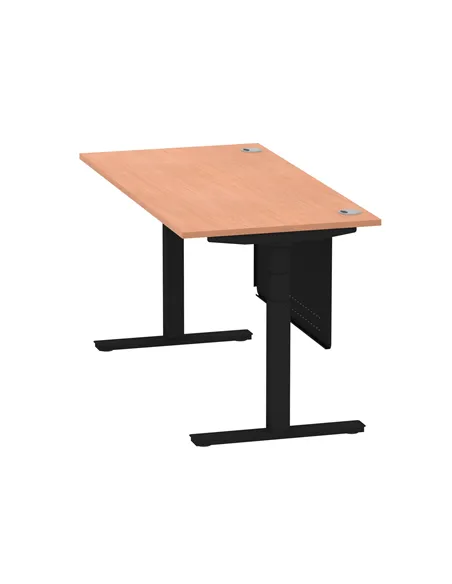 Dynamic Air Modesty 1600 x 800mm Height Adjustable Office Desk Beech Top Cable Ports Modesty Panel HA01447