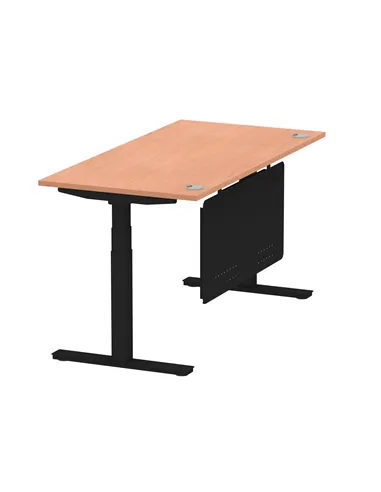 Dynamic Air Modesty 1600 x 800mm Height Adjustable Office Desk Beech Top Cable Ports Modesty Panel HA01447