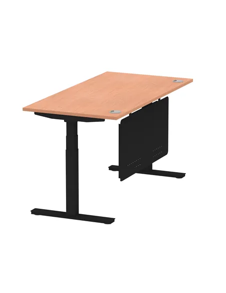 Dynamic Air Modesty 1600 x 800mm Height Adjustable Office Desk Beech Top Cable Ports Modesty Panel HA01447