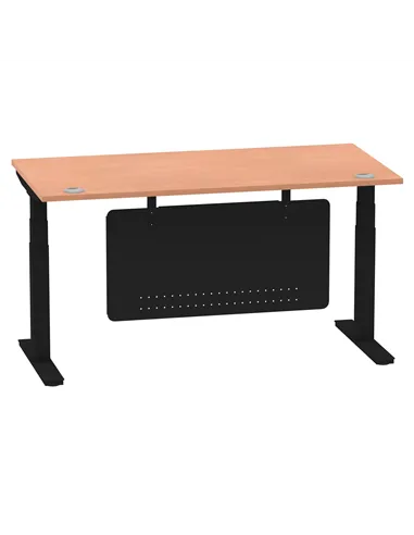 Dynamic Air Modesty 1600 x 800mm Height Adjustable Office Desk Beech Top Cable Ports Modesty Panel HA01447