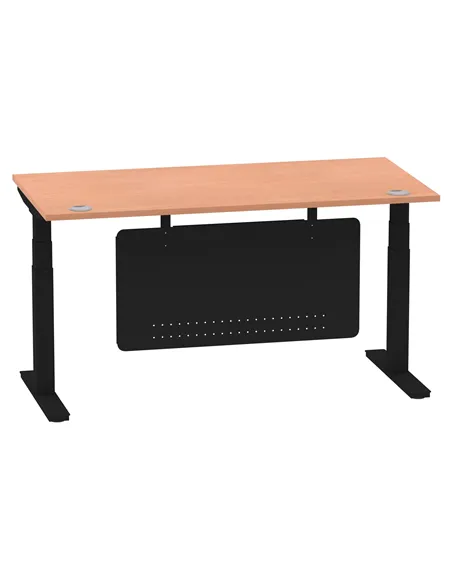 Dynamic Air Modesty 1600 x 800mm Height Adjustable Office Desk Beech Top Cable Ports Modesty Panel HA01447