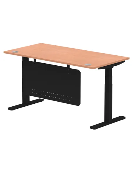 Dynamic Air Modesty 1600 x 800mm Height Adjustable Office Desk Beech Top Cable Ports Modesty Panel HA01447