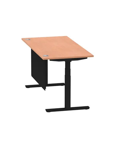 Dynamic Air Modesty 1600 x 800mm Height Adjustable Office Desk Beech Top Cable Ports Modesty Panel HA01447