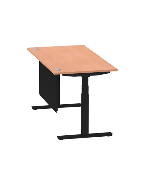 Dynamic Air Modesty 1600 x 800mm Height Adjustable Office Desk Beech Top Cable Ports Modesty Panel HA01447