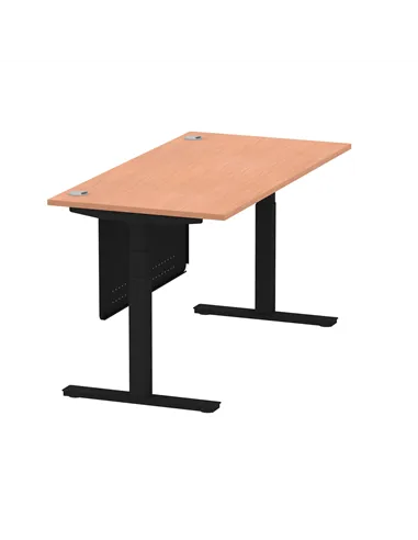 Dynamic Air Modesty 1600 x 800mm Height Adjustable Office Desk Beech Top Cable Ports Modesty Panel HA01447