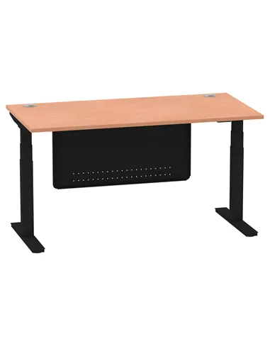 Dynamic Air Modesty 1600 x 800mm Height Adjustable Office Desk Beech Top Cable Ports Modesty Panel HA01447