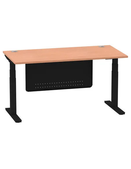 Dynamic Air Modesty 1600 x 800mm Height Adjustable Office Desk Beech Top Cable Ports Modesty Panel HA01447