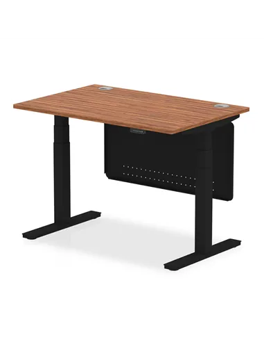 Dynamic Air Modesty 1200 x 800mm Height Adjustable Office Desk Walnut Top Cable Ports Modesty Panel HA01449