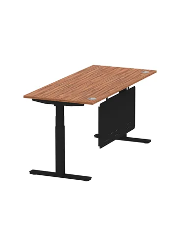 Dynamic Air Modesty 1800 x 800mm Height Adjustable Office Desk Walnut Top Cable Ports Modesty Panel HA01452