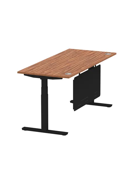 Dynamic Air Modesty 1800 x 800mm Height Adjustable Office Desk Walnut Top Cable Ports Modesty Panel HA01452