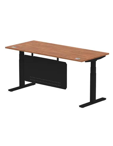 Dynamic Air Modesty 1800 x 800mm Height Adjustable Office Desk Walnut Top Cable Ports Modesty Panel HA01452