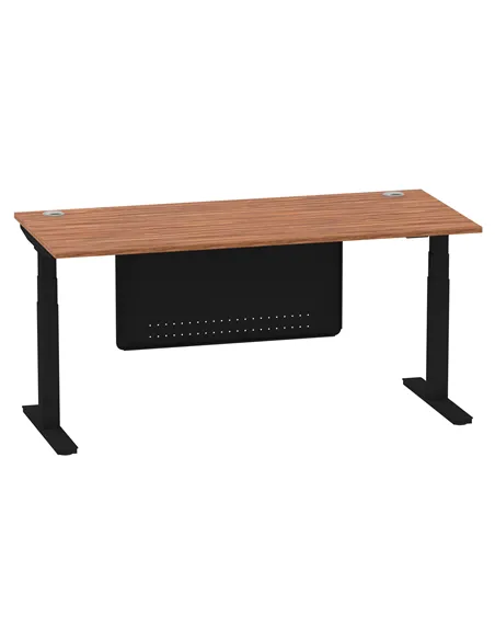 Dynamic Air Modesty 1800 x 800mm Height Adjustable Office Desk Walnut Top Cable Ports Modesty Panel HA01452