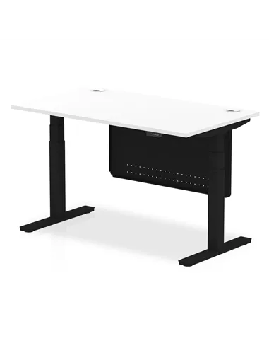 Dynamic Air Modesty 1400 x 800mm Height Adjustable Office Desk White Top Cable Ports Modesty Panel HA01454