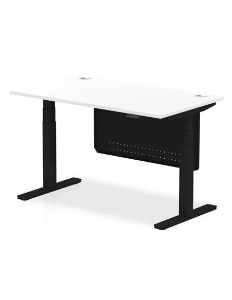 Dynamic Air Modesty 1400 x 800mm Height Adjustable Office Desk White Top Cable Ports Modesty Panel HA01454