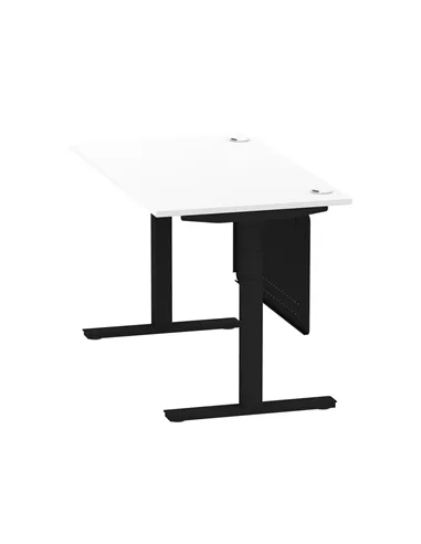 Dynamic Air Modesty 1400 x 800mm Height Adjustable Office Desk White Top Cable Ports Modesty Panel HA01454