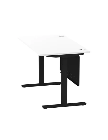 Dynamic Air Modesty 1400 x 800mm Height Adjustable Office Desk White Top Cable Ports Modesty Panel HA01454