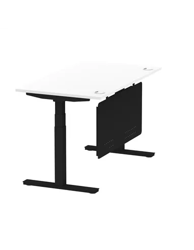 Dynamic Air Modesty 1400 x 800mm Height Adjustable Office Desk White Top Cable Ports Modesty Panel HA01454
