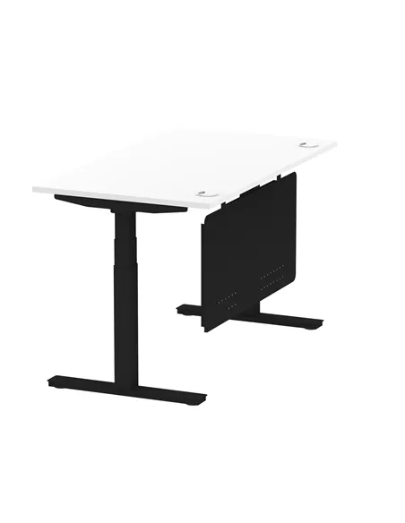 Dynamic Air Modesty 1400 x 800mm Height Adjustable Office Desk White Top Cable Ports Modesty Panel HA01454