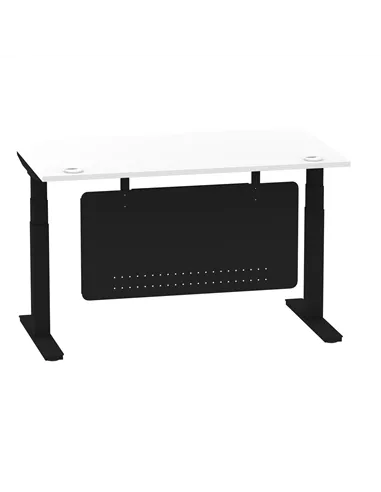 Dynamic Air Modesty 1400 x 800mm Height Adjustable Office Desk White Top Cable Ports Modesty Panel HA01454