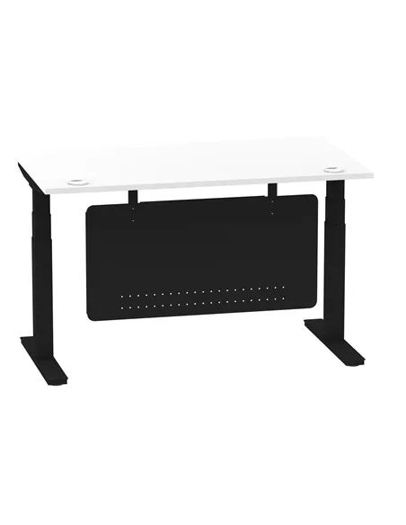 Dynamic Air Modesty 1400 x 800mm Height Adjustable Office Desk White Top Cable Ports Modesty Panel HA01454