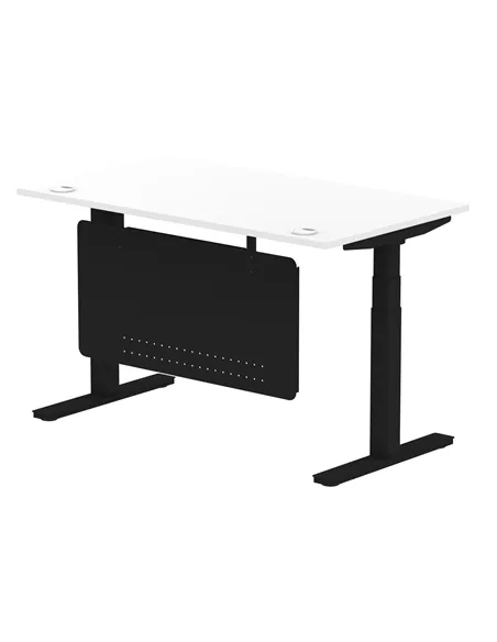 Dynamic Air Modesty 1400 x 800mm Height Adjustable Office Desk White Top Cable Ports Modesty Panel HA01454