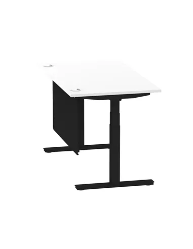 Dynamic Air Modesty 1400 x 800mm Height Adjustable Office Desk White Top Cable Ports Modesty Panel HA01454