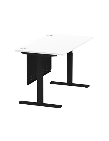 Dynamic Air Modesty 1400 x 800mm Height Adjustable Office Desk White Top Cable Ports Modesty Panel HA01454