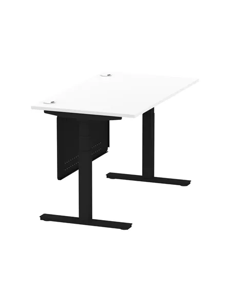 Dynamic Air Modesty 1400 x 800mm Height Adjustable Office Desk White Top Cable Ports Modesty Panel HA01454