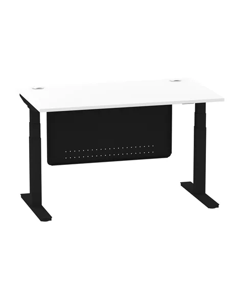 Dynamic Air Modesty 1400 x 800mm Height Adjustable Office Desk White Top Cable Ports Modesty Panel HA01454