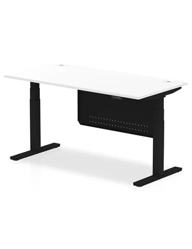 Dynamic Air Modesty 1600 x 800mm Height Adjustable Office Desk White Top Cable Ports Modesty Panel HA01455