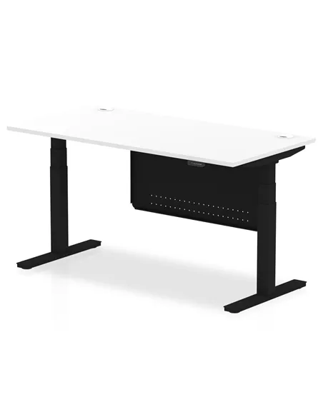 Dynamic Air Modesty 1600 x 800mm Height Adjustable Office Desk White Top Cable Ports Modesty Panel HA01455