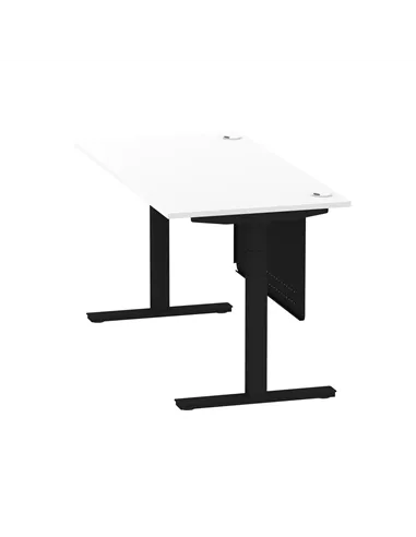 Dynamic Air Modesty 1600 x 800mm Height Adjustable Office Desk White Top Cable Ports Modesty Panel HA01455