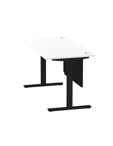 Dynamic Air Modesty 1600 x 800mm Height Adjustable Office Desk White Top Cable Ports Modesty Panel HA01455