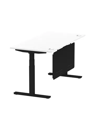 Dynamic Air Modesty 1600 x 800mm Height Adjustable Office Desk White Top Cable Ports Modesty Panel HA01455